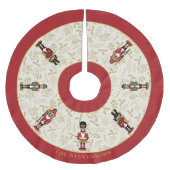 Whimsical Nutcracker Red und Beige Weihnachten Polyester Weihnachtsbaumdecke (Vorderseite)