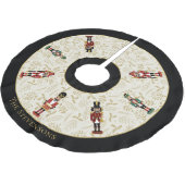 Whimsical Nutcracker Schwarz und Beige Weihnachten Polyester Weihnachtsbaumdecke (Schrägansicht)