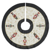 Whimsical Nutcracker Schwarz und Beige Weihnachten Polyester Weihnachtsbaumdecke (Vorderseite)