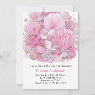 Whimsical Ocean Beachcomber Girl Baby Dusche Einladung