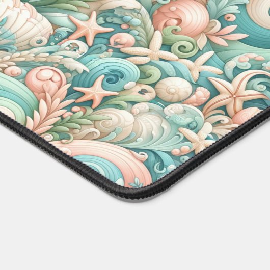 Whimsical Ocean Breeze: Pastelsee-Wirbel in Cotta Schreibtischunterlage (Ecke)