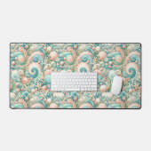Whimsical Ocean Breeze: Pastelsee-Wirbel in Cotta Schreibtischunterlage (Tastatur & Maus)