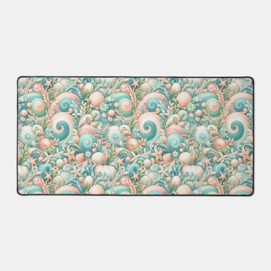 Whimsical Ocean Breeze: Pastelsee-Wirbel in Cotta Schreibtischunterlage (Vorderseite)