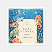 Whimsical Ocean Friends Baby Shower Serviette (Vorderseite)