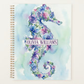 Whimsical Ocean-Seepferdchen-Botanische Blumen Planer (Vorderseite)