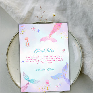 Whimsical Ocean Summer Meerjungfrau Schwanz Babydu Dankeskarte