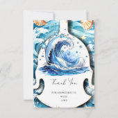 Whimsical Ocean Waves Baby Dusche Dankeskarte (Vorderseite)