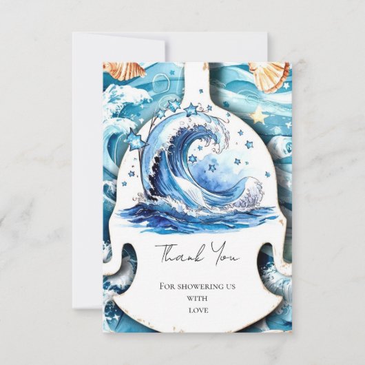 Whimsical Ocean Waves Baby Dusche Dankeskarte (Vorderseite)