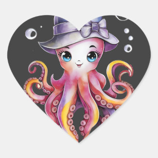 Whimsical Octo Charm Herz-Aufkleber