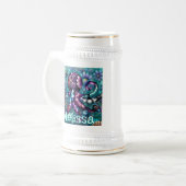 Whimsical Octopus Floral Aquamarin Küsten Personal Bierglas (Vorderseite Links)