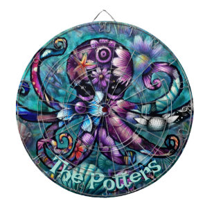 Whimsical Octopus Floral Aquamarin Küsten Personal Dartscheibe