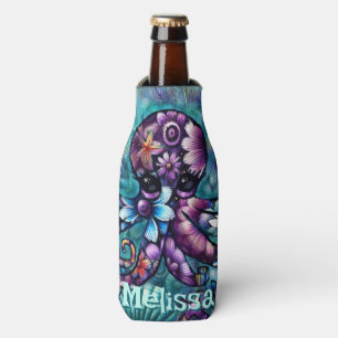 Whimsical Octopus Floral Aquamarin Küsten Personal Flaschenkühler