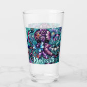 Whimsical Octopus Floral Aquamarin Küsten Personal Glas (Rückseite)