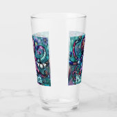 Whimsical Octopus Floral Aquamarin Küsten Personal Glas (Links)