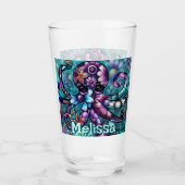 Whimsical Octopus Floral Aquamarin Küsten Personal Glas (Vorderseite)