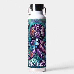 Whimsical Octopus Floral Aquamarin Küsten Personal Trinkflasche