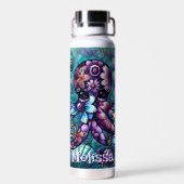 Whimsical Octopus Floral Aquamarin Küsten Personal Trinkflasche (Rückseite)