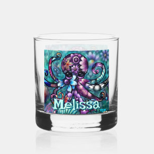 Whimsical Octopus Floral Aquamarin Küsten Personal Whiskyglas