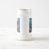 Whimsical Octopus Oil Painting Nautical Beach Bierglas (Mittel)