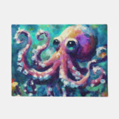 Whimsical Octopus Oil Painting Nautical Beach Fußmatte (Vorderseite)