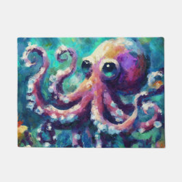 Whimsical Octopus Oil Painting Nautical Beach Fußmatte