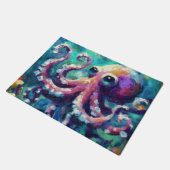 Whimsical Octopus Oil Painting Nautical Beach Fußmatte (Schrägansicht)