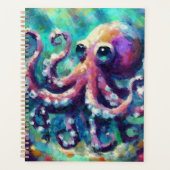 Whimsical Octopus Oil Painting Nautical Beach Planer (Vorderseite)