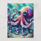 Whimsical Octopus Oil Painting Nautical Beach Postkarte (Vorderseite)