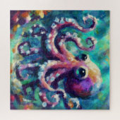 Whimsical Octopus Oil Painting Nautical Beach Puzzle (Horizontal)