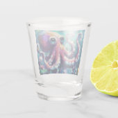 Whimsical Octopus Oil Painting Nautical Beach Schnapsglas (Rückseite)