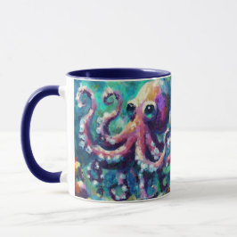 Whimsical Octopus Oil Painting Nautical Beach Tasse