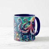 Whimsical Octopus Oil Painting Nautical Beach Tasse (VorderseiteRechts)