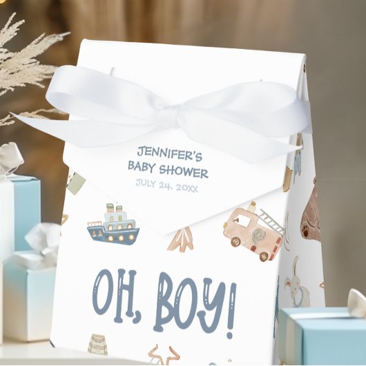 Whimsical Oh Boy Watercolor Doodle Kinderdusche Geschenkschachtel