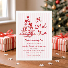 Whimsical Oh What Fun Girl 1st Birthday Party Einladung