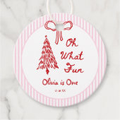 Whimsical Oh What Fun Girl 1st Birthday Party Geschenkanhänger (Vorderseite)