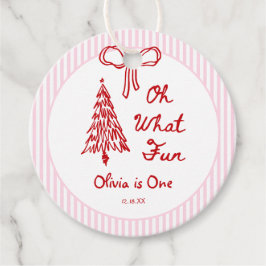 Whimsical Oh What Fun Girl 1st Birthday Party Geschenkanhänger