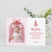 Whimsical Oh What Fun Girl 1st Birthday Photo Dankeskarte (Stehend Vorderseite)