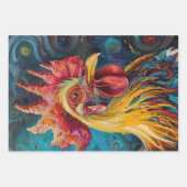 Whimsical Oil Painted Textured Chickens Decoupage Geschenkpapier Set (Vorderseite 2)