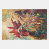 Whimsical Oil Painted Textured Chickens Decoupage Geschenkpapier Set (Vorderseite)