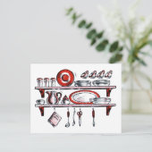 Whimsical Old modified Kitchen Art Postkarte (Stehend Vorderseite)