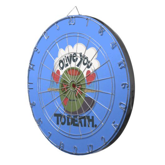 Whimsical "Olive My Heart" Funny Face Design Dartscheibe (Vorderseite rechts)