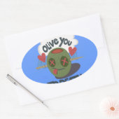 Whimsical "Olive My Heart" Funny Face Design Ovaler Aufkleber (Umschlag)