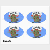 Whimsical "Olive My Heart" Funny Face Design Ovaler Aufkleber (Blatt)