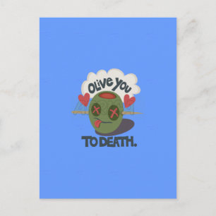 Whimsical "Olive My Heart" lustiges Gesicht Design Postkarte