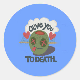 Whimsical "Olive My Heart" lustiges Gesicht Design Runder Aufkleber