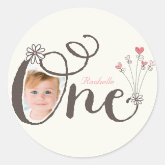 Whimsical One Girl Danke, 1. Geburtstag Sticker