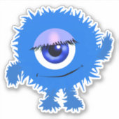 Whimsical One Mit Augen Blue Monster 4 x 4 Aufkleber (Vorderseite)