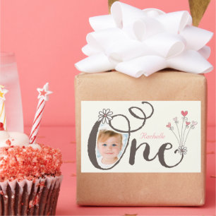Whimsical One Niedlich Girl 1. Geburtstag Party St Rechteckiger Aufkleber