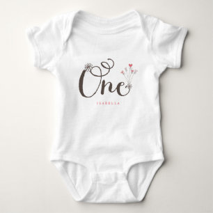 Whimsical One Pink Baby Girl 1. Geburtstag Party Strampler
