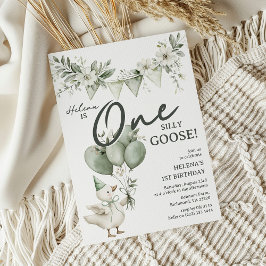 Whimsical One Silly Goose 1st Birthday Einladung